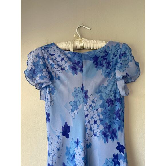Vintage 90s Blue Floral Bias-Cut Dress – Steppin' Out - Picture 5 of 7